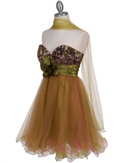 125 Green Sequin Top Cocktail Dress - Green, Alt View Medium