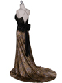 126 Animal Print Evening Gown - Brown, Back View Thumbnail