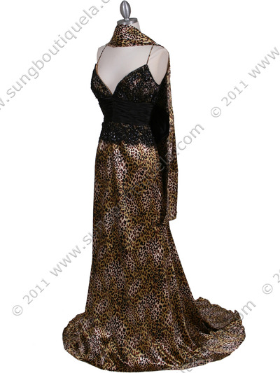 126 Animal Print Evening Gown - Brown, Alt View Medium