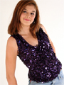 12712-A Glamorous Sequins Top - Purple, Front View Thumbnail