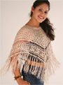 12775 Crochet Poncho - Beige, Front View Thumbnail