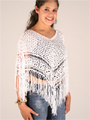 12775 Crochet Poncho - White, Front View Thumbnail