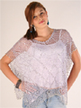12778 Elegant Beaded Poncho - Light Grey, Front View Thumbnail
