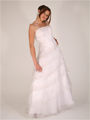 12789 White Sequins Layers Low Back Gown - White, Front View Thumbnail