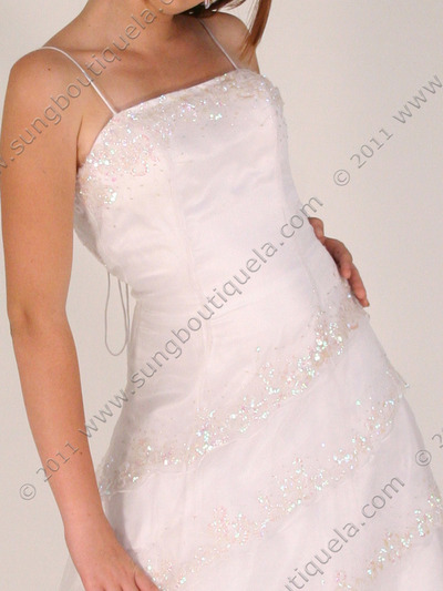 12789 White Sequins Layers Low Back Gown - White, Alt View Medium