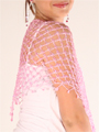 12840-X Crochet Sequins Shawl - Pink, Back View Thumbnail