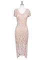 12959 Beige Flower Crochet Dress - Beige, Front View Thumbnail