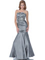 12 Gray Strapless Taffeta Prom Dress - Gray, Front View Thumbnail