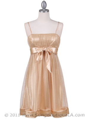 1302 Gold Giltter Cocktail Dress, Gold
