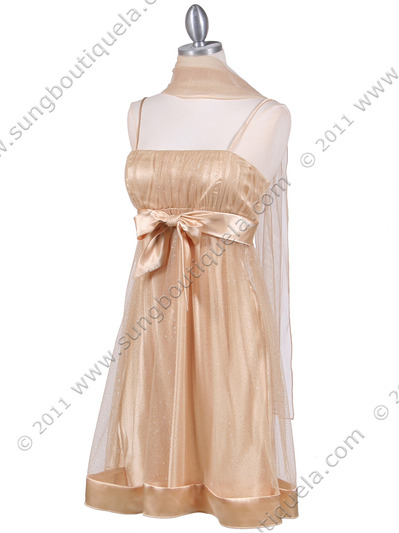 1302 Gold Giltter Cocktail Dress - Gold, Alt View Medium