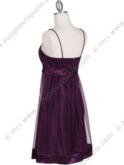 1302 Purple Giltter Cocktail Dress - Purple, Back View Medium