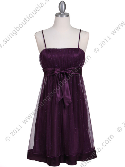 1302 Purple Giltter Cocktail Dress - Purple, Front View Medium
