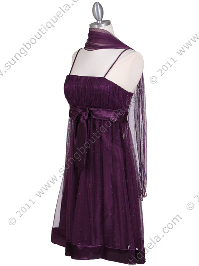 1302 Purple Giltter Cocktail Dress - Purple, Alt View Medium