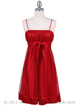 1302 Red Giltter Cocktail Dress, Red
