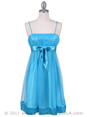 1302 Turquoise Giltter Cocktail Dress, Turquoise