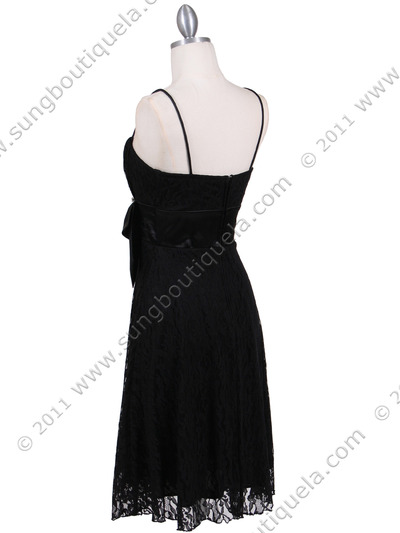 1309 Black Laced Cocktail Dress - Black, Back View Medium