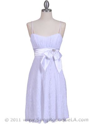 1309 White Laced Cocktail Dress, White