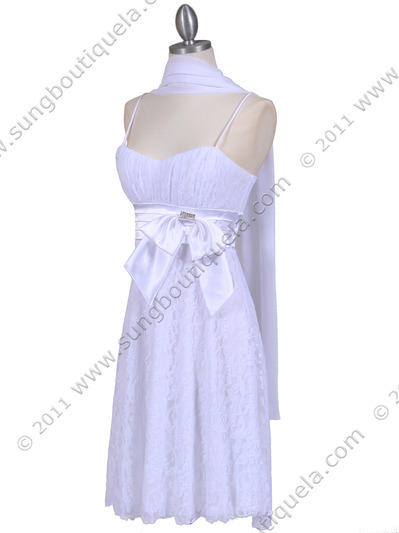1309 White Laced Cocktail Dress - White, Alt View Medium