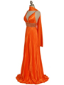 131 Orange Empire Waist Rhinestone Evening Dress - Orange, Alt View Thumbnail