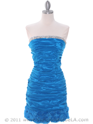 1335 Blue Taffeta Cocktail Dress, Blue