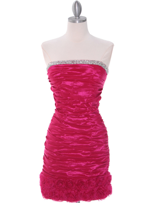 1335 Fuschia Taffeta Cocktail Dress, Fuschia