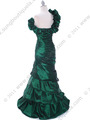 1336 Olive One Shoulder Taffeta Evening Dress - Olive, Back View Thumbnail