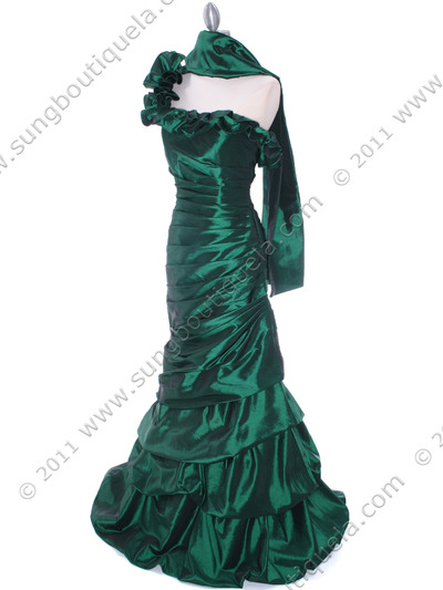 1336 Olive One Shoulder Taffeta Evening Dress - Olive, Alt View Medium