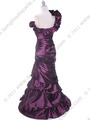 1336 Plum One Shoulder Taffeta Evening Dress - Plum, Back View Thumbnail
