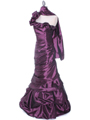 1336 Plum One Shoulder Taffeta Evening Dress - Plum, Alt View Thumbnail
