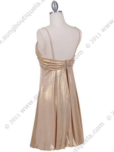 1338 Gold Shimmery Cocktail Dress - Gold, Back View Medium