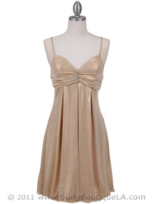 1338 Gold Shimmery Cocktail Dress, Gold