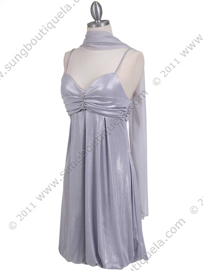 1338 Silver Shimmery Cocktail Dress - Silver, Alt View Medium