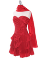 1339 Red Taffeta Tiered Cocktail Dress - Red, Alt View Thumbnail