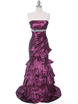 1341 Plum Taffeta Evening Dress, Plum