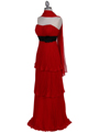 134 Red Pleated Tier Evening Dress - Red, Alt View Thumbnail