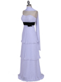 134 White Pleated Tier Evening Dress - White, Alt View Thumbnail