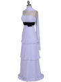 134 White Pleated Tier Evening Dress - White, Alt View Thumbnail