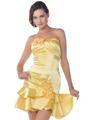 1352 Strapless Tiered Cocktail Dress - Yellow, Front View Thumbnail
