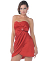 1356 Strapless Cocktail Dress with Bow - Red, Front View Thumbnail