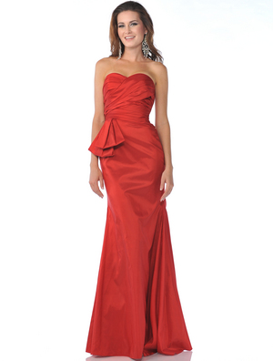 1357 Strapless Taffeta Evening Dress, Red