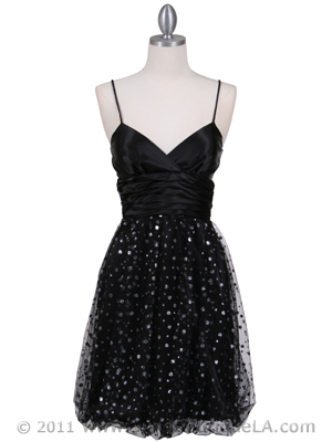 1412 Black Giltter Cocktail Dress, Black