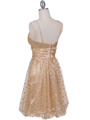 1412 Gold Giltter Cocktail Dress - Gold, Back View Thumbnail