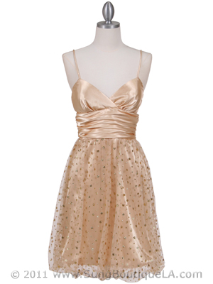 1412 Gold Giltter Cocktail Dress, Gold