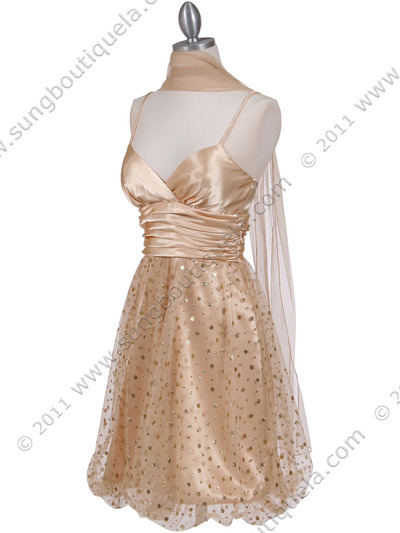1412 Gold Giltter Cocktail Dress - Gold, Alt View Medium