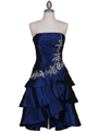 146 Royal Blue Taffeta Tier Cocktail Dress - Royal Blue, Front View Thumbnail