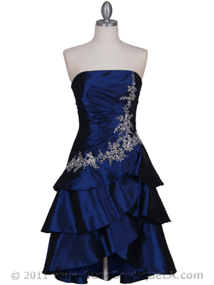 146 Royal Blue Taffeta Tier Cocktail Dress, Royal Blue