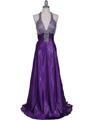 148 Purple Halter Rhinestone Evening Dress - Purple, Front View Thumbnail