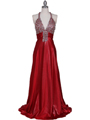 148 Red Halter Rhinestone Evening Dress - Red, Front View Thumbnail