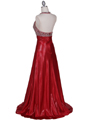 148 Red Halter Rhinestone Evening Dress - Red, Back View Thumbnail