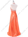 148 Tangerine Halter Rhinestone Evening Dress - Tangerine, Back View Thumbnail